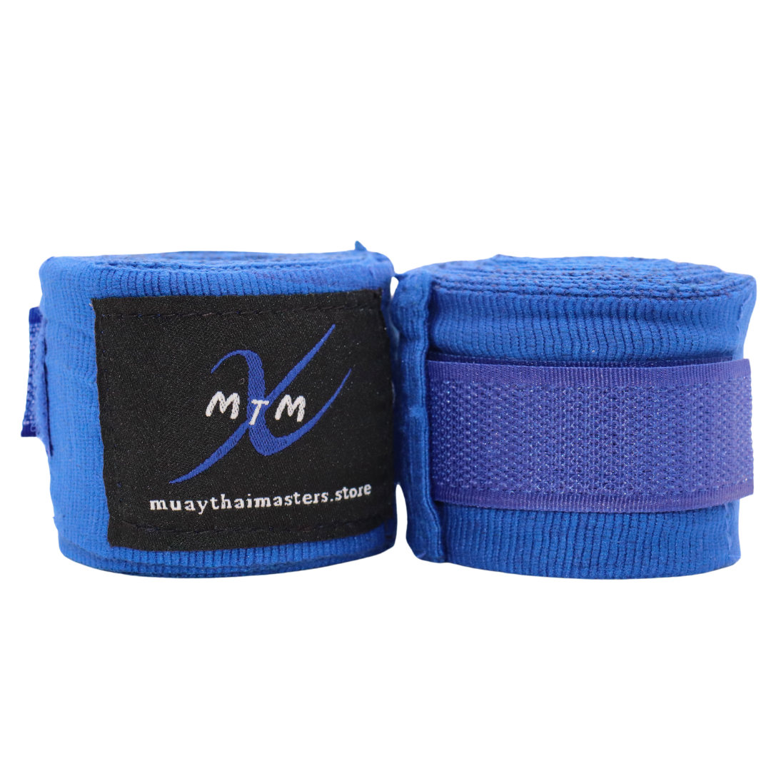 120" (3m) - Blue - Muay Thai Masters Premium Cotton Hand Wraps for Muay Thai and Boxing