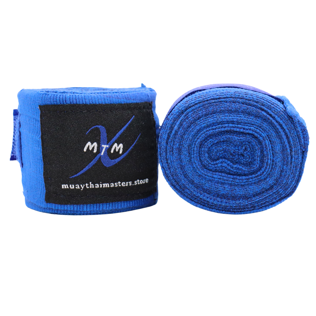 120" (3m) - Blue - Muay Thai Masters Premium Cotton Hand Wraps for Muay Thai and Boxing