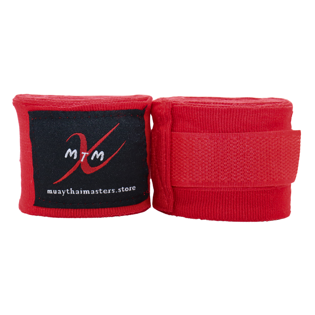120" (3m) - Red - Muay Thai Masters Premium Cotton Hand Wraps for Muay Thai and Boxing