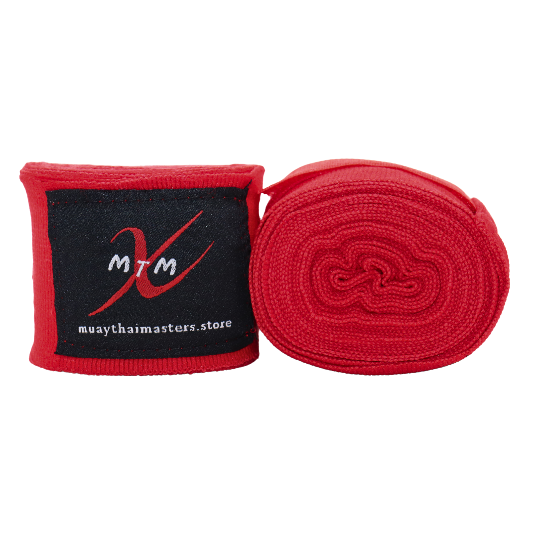 120" (3m) - Red - Muay Thai Masters Premium Cotton Hand Wraps for Muay Thai and Boxing