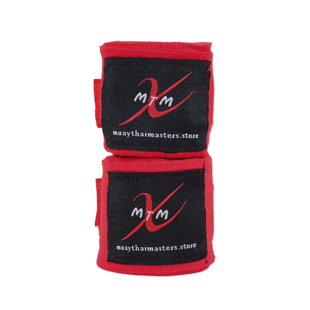 120" (3m) - Red - Muay Thai Masters Premium Cotton Hand Wraps for Muay Thai and Boxing