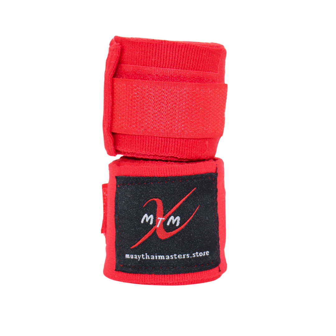 120" (3m) - Red - Muay Thai Masters Premium Cotton Hand Wraps for Muay Thai and Boxing