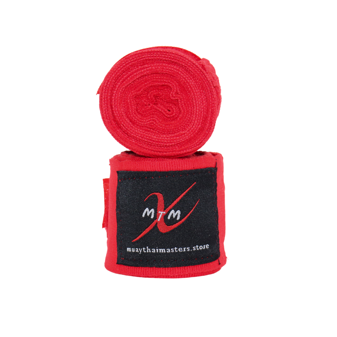 120" (3m) - Red - Muay Thai Masters Premium Cotton Hand Wraps for Muay Thai and Boxing