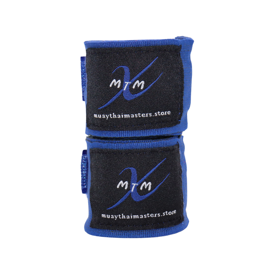 120" (3m) - Blue - Muay Thai Masters Premium Cotton Hand Wraps for Muay Thai and Boxing