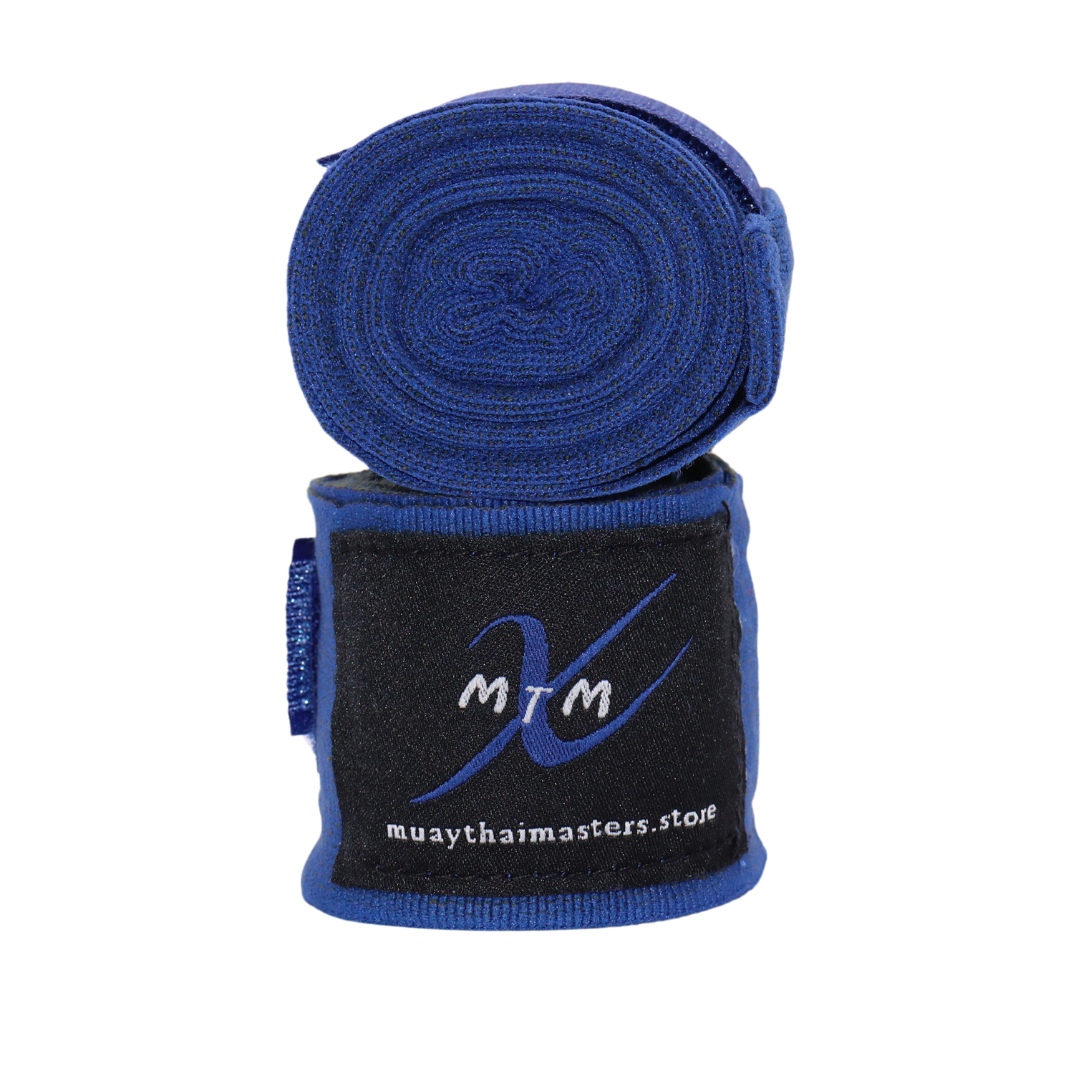 120" (3m) - Blue - Muay Thai Masters Premium Cotton Hand Wraps for Muay Thai and Boxing
