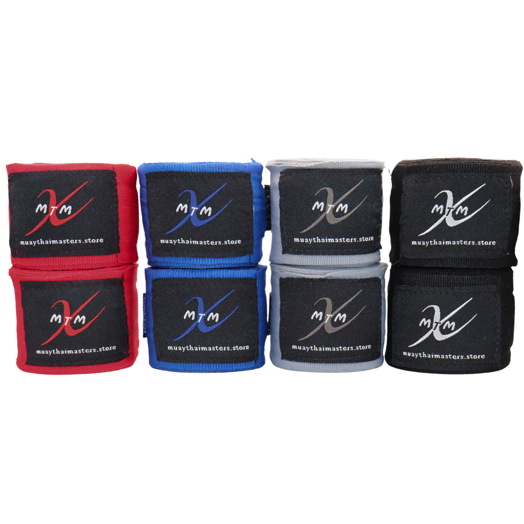 180" (4.5m) - 4 Pair Pack - Muay Thai Masters Premium Cotton Hand Wraps for Muay Thai and Boxing