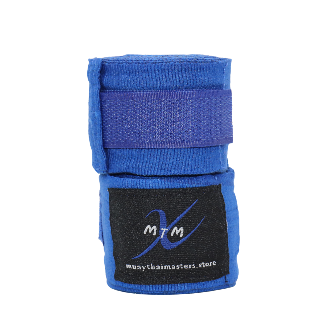 180" (4.5m) - Blue - Muay Thai Masters Premium Cotton Hand Wraps for Muay Thai and Boxing