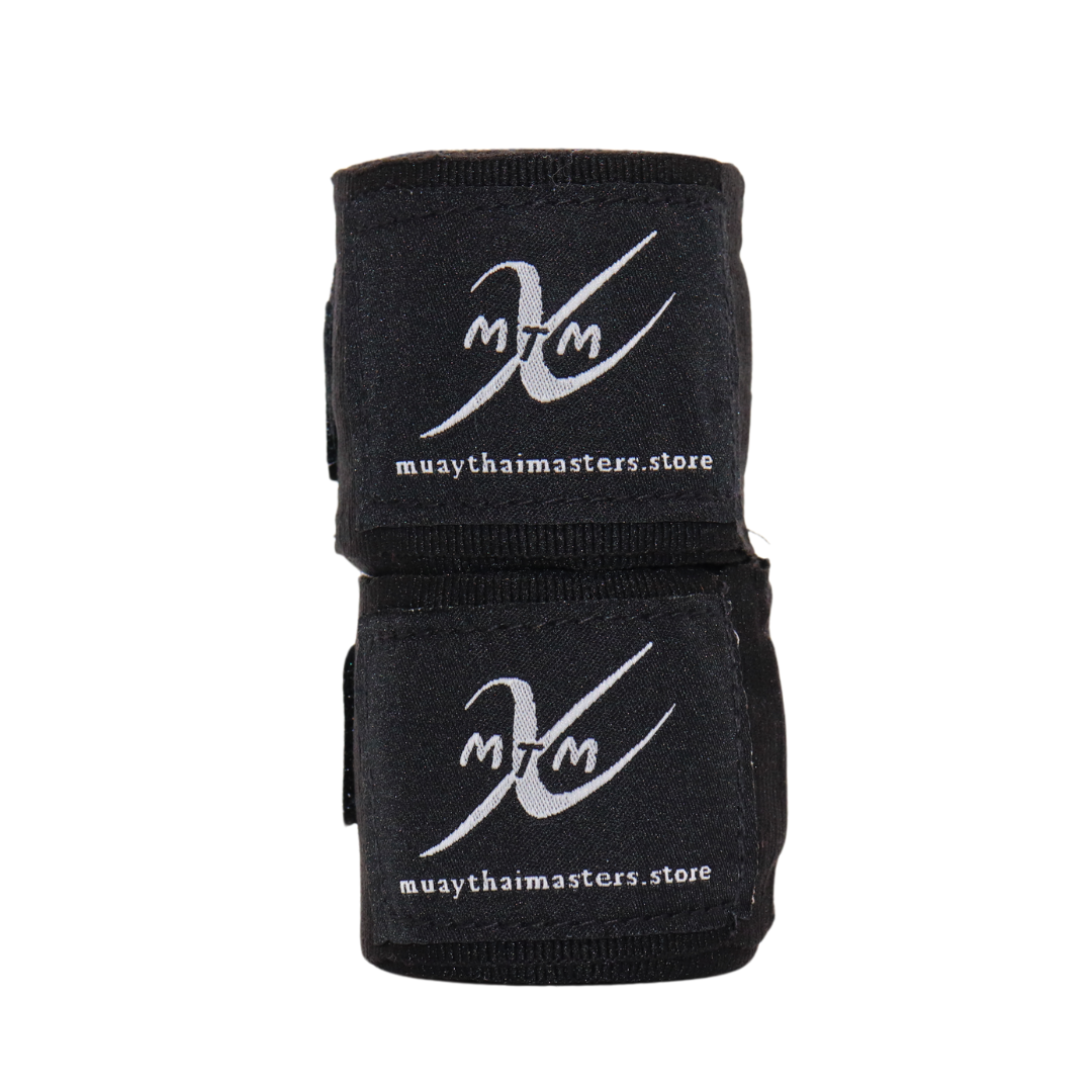 120" (3m) - Black - Muay Thai Masters Premium Cotton Hand Wraps for Muay Thai and Boxing