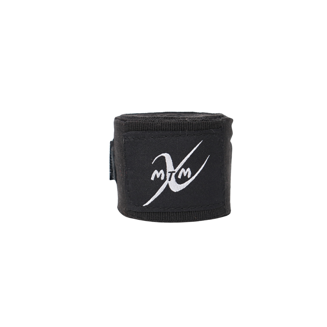 180" (4.5m) - Black - Muay Thai Masters Premium Cotton Hand Wraps for Muay Thai and Boxing