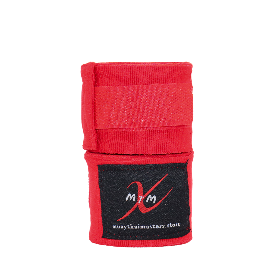 180" (4.5m) - Red - Muay Thai Masters Premium Cotton Hand Wraps for Muay Thai and Boxing