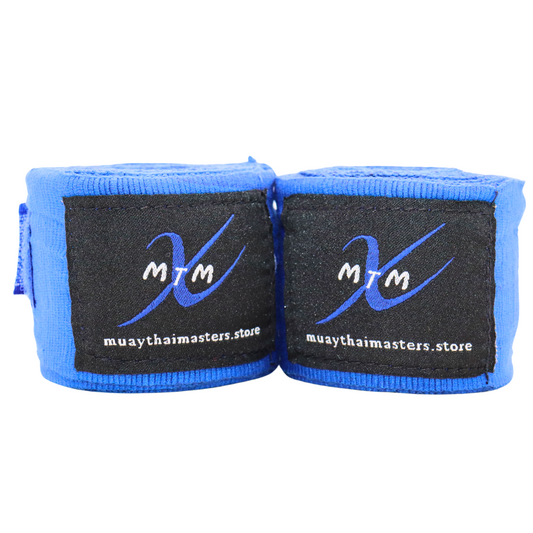 120" (3m) - Blue - Muay Thai Masters Cotton Hand Wraps for Muay Thai and Boxing