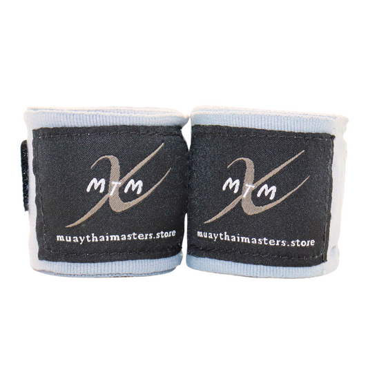 180" (4.5m) - Gray - Muay Thai Masters Cotton Hand Wraps for Muay Thai and Boxing