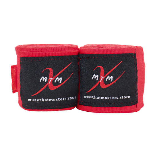 120" (3m) - Red - Muay Thai Masters Cotton Hand Wraps for Muay Thai and Boxing