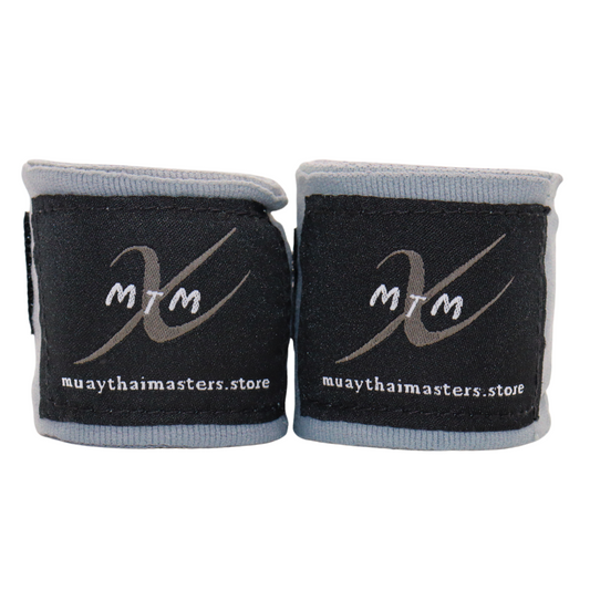 120" (3m) - Gray - Muay Thai Masters Cotton Hand Wraps for Muay Thai and Boxing