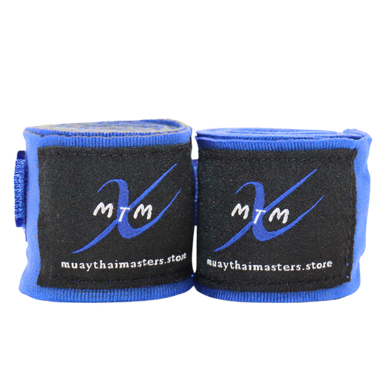 180" (4.5m) - Blue - Muay Thai Masters Cotton Hand Wraps for Muay Thai and Boxing