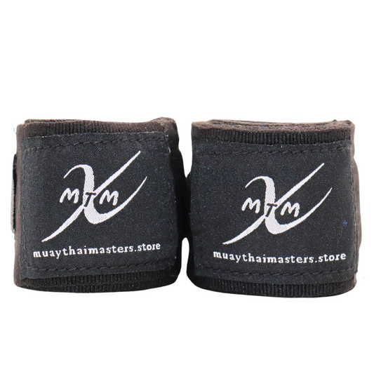 180" (4.5m) - Black - Muay Thai Masters Cotton Hand Wraps for Muay Thai and Boxing