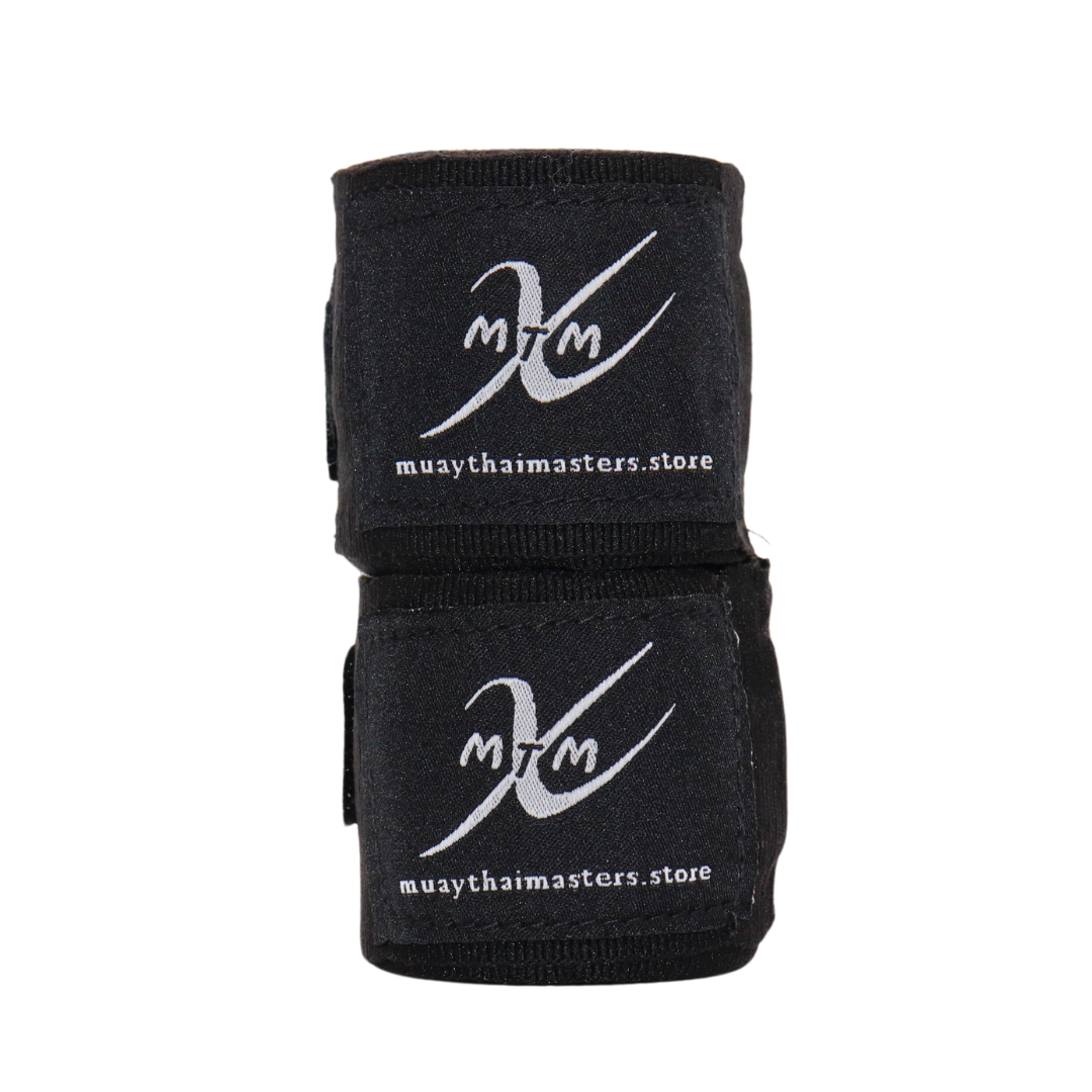 120" (3m) - Black - Muay Thai Masters Cotton Hand Wraps for Muay Thai and Boxing
