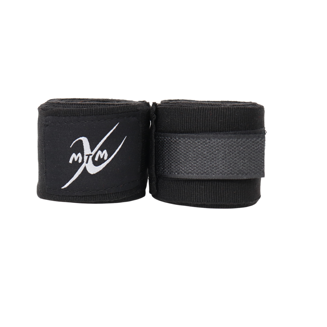 180" (4.5m) - Black - Muay Thai Masters Premium Cotton Hand Wraps for Muay Thai and Boxing